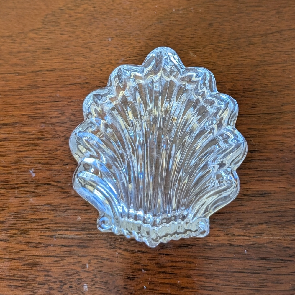 Vintage Gorham Clear Shell Trinket Box Full Lead Crystal